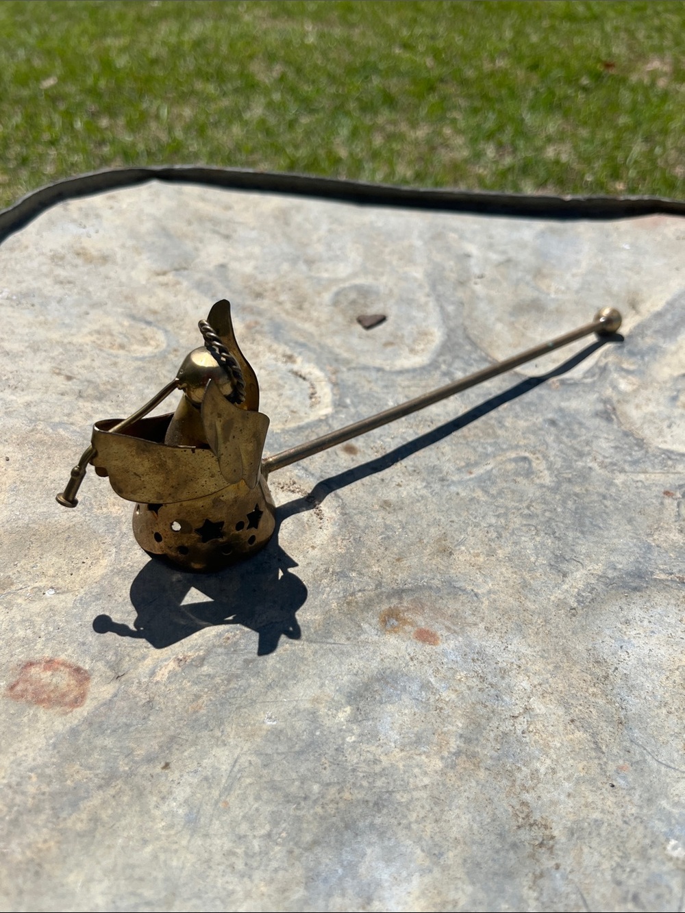 Vintage Brass Angel Candle Snuffer with Long Handle - Gold Tone